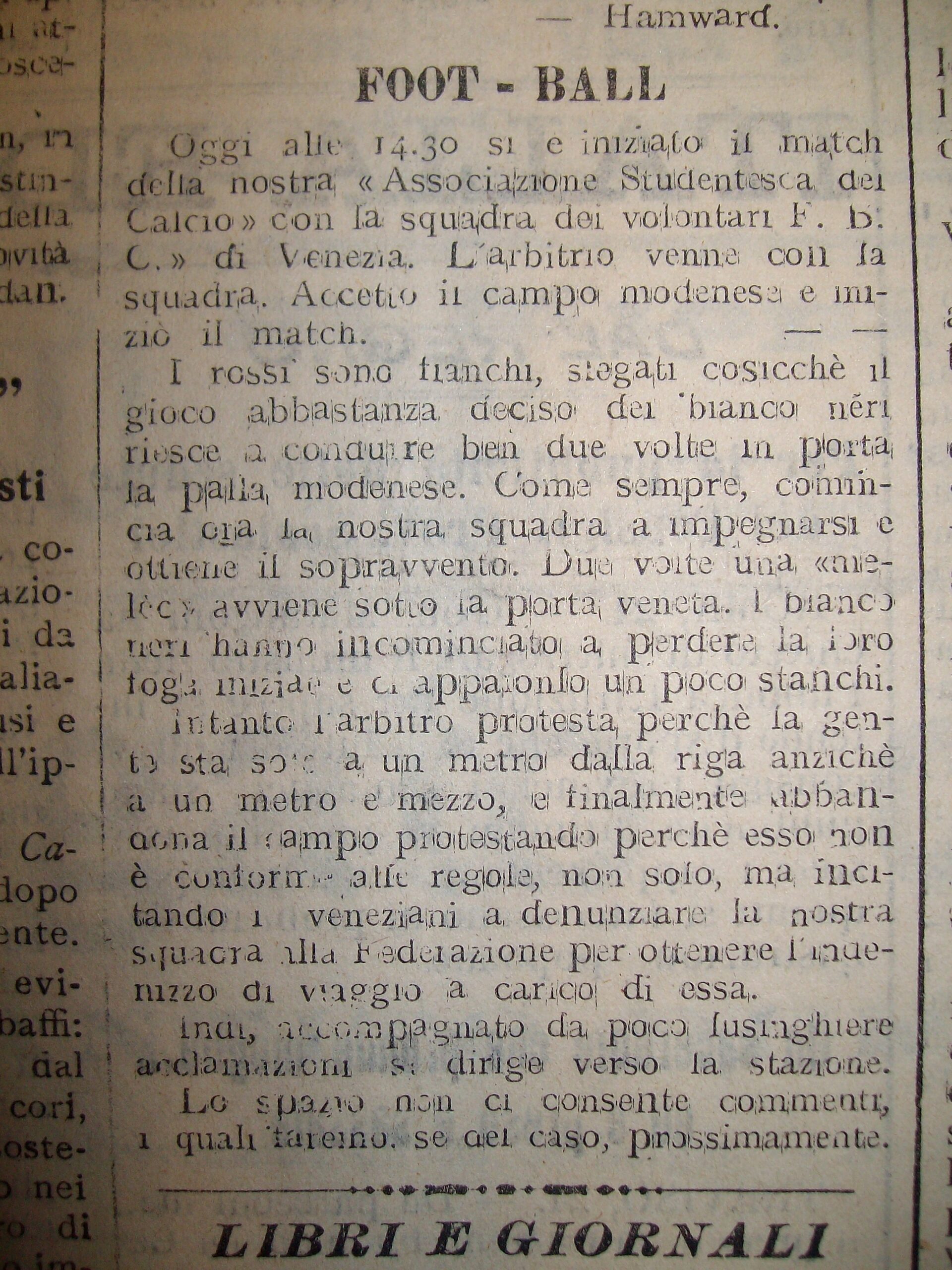 Il Panaro sull'incontro sospeso contro il Volontari FBC.