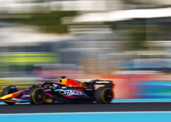 MIAMI, FLORIDA - MAY 05: Max Verstappen of the Netherlands driving the (1) Oracle Red Bull Racing RB19 otn during practice ahead of the F1 Grand Prix of Miami at Miami International Autodrome on May 05, 2023 in Miami, Florida. (Photo by Jared C. Tilton/Getty Images)
