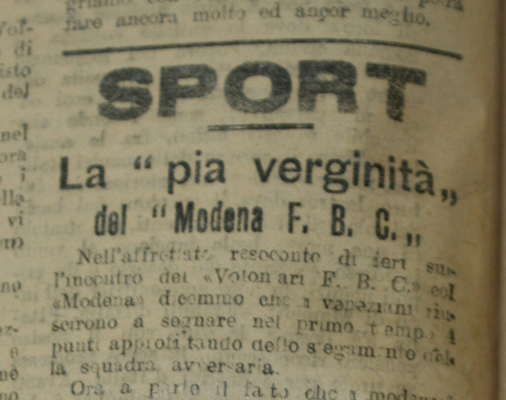 La stampa del 1912 sulla siccità del Modena