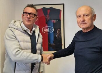 Matteo Brandolini col presidente della Bagnolese Conti