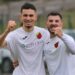 Sarti festeggia con Haddaji il gol del 1-0 (ph  Baraldini)