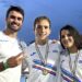 Casadei e Frattini con la maglia tricolore assieme al loro tecnico Emanuele Verni