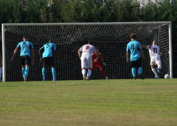La Pieve-Virtus Camposanto: Gilli trasforma uno dei due rigori (ph. Messori)
