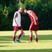 Gilli festeggia con un compagno il pareggio al 96' su rigore (ph Messori)