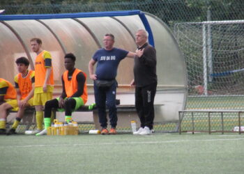 Il dirigente del San Paolo Alberici con mister Zanasi nella sfida col Saliceta