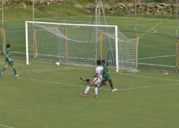 Il 2-1 di Caniparoli all'89' che ha regalato la vittoria al Terre di Castelli (ph Teneggi)