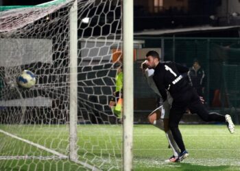 Uno dei due gol della Bobbiese contro la Cdr Mutina