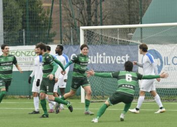 L'esultanza di Baisi dopo lo 0-1