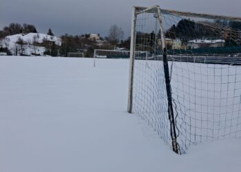 Il campo di Monteombraro si presentava così oggi (8 cm di neve)